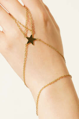 Tasarım Yıldız Detaylı Şık Şahmeran Gold - Bileklik