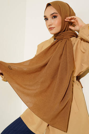 Taşlanmış Şal Camel - Düz Şal