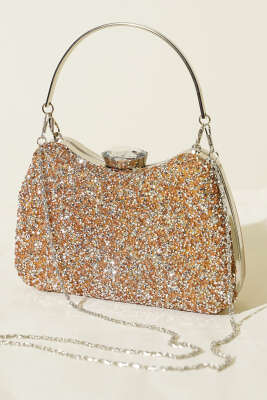 Taşlı Baget Abiye Çanta Bakır 