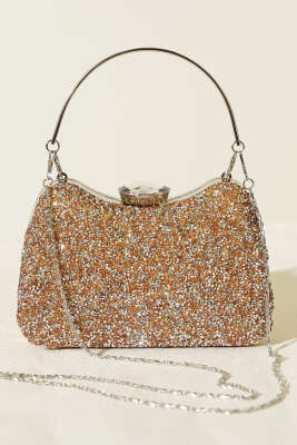 Taşlı Baget Abiye Çanta Bakır - Kol Çantası