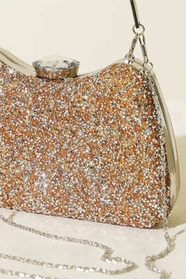 Taşlı Baget Abiye Çanta Bakır - Kol Çantası