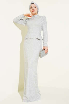 Taşlı Balık Model Abiye İkili Takım Gümüş 