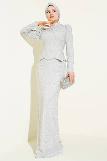 Taşlı Balık Model Abiye İkili Takım Gümüş - İkili Takım