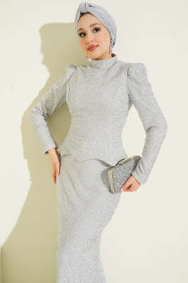 Taşlı Balık Model Abiye İkili Takım Gümüş - İkili Takım