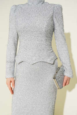 Taşlı Balık Model Abiye İkili Takım Gümüş - İkili Takım