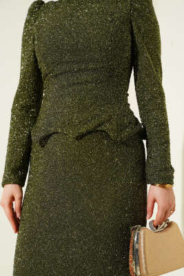 Taşlı Balık Model Abiye İkili Takım Haki - İkili Takım