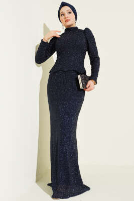 Taşlı Balık Model Abiye İkili Takım Lacivert - İkili Takım