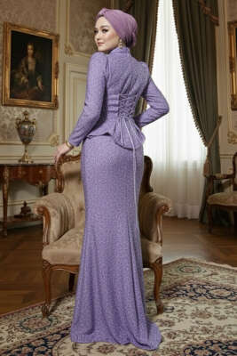 Taşlı Balık Model Abiye İkili Takım Lila - İkili Takım