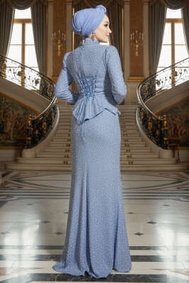 Taşlı Balık Model Abiye İkili Takım Mavi - İkili Takım