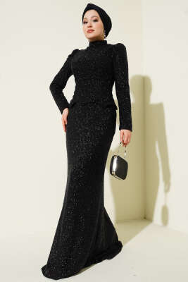 Taşlı Balık Model Abiye İkili Takım Siyah - CNR TEKSTİL