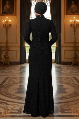 Taşlı Balık Model Abiye İkili Takım Siyah - İkili Takım