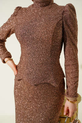 Taşlı Balık Model Abiye İkili Takım Vizon - İkili Takım