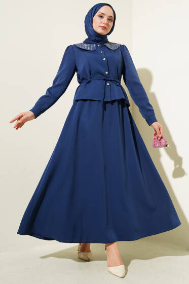 Taşlı Bebe Yaka Etekli İkili Takım Parlement - İkili Takım