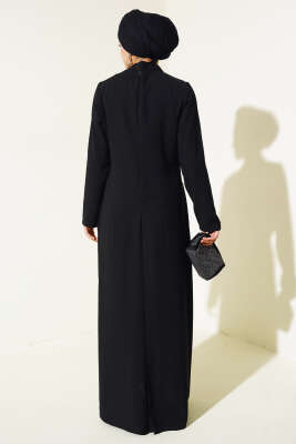 Taşlı Büyük Beden Abiye Elbise Siyah - Tesettür Elbise