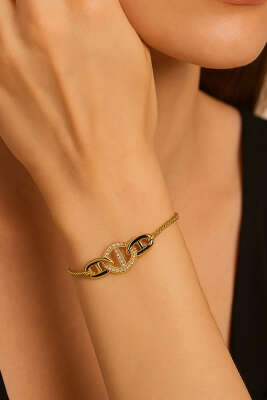 Taşlı Çapa Bağlantı Bilekliği - DEMİR BİJUTERİ