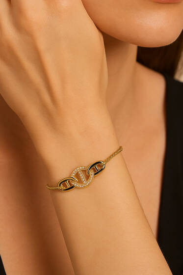 Taşlı Çapa Bağlantı Bilekliği - Bileklik