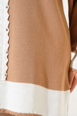 Taşlı Gömlek Yaka Triko İkili Takım Bisküvi - İkili Takım