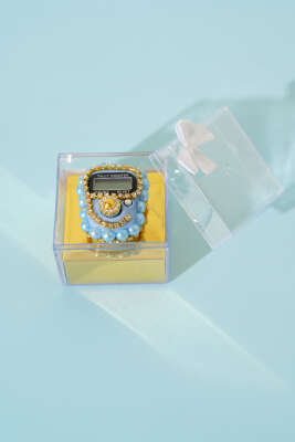 Taşlı İncili Zikirmatik Mavi - MİSS İPEK