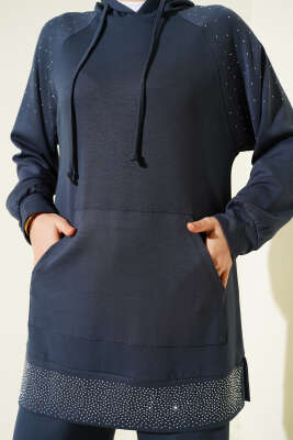 Taşlı Kanguru Cepli Loyşa İkili Takım Füme - İkili Takım