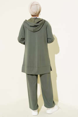 Taşlı Kanguru Cepli Loyşa İkili Takım Haki - İkili Takım