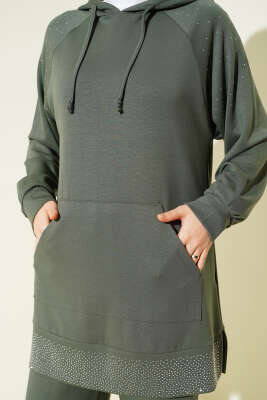 Taşlı Kanguru Cepli Loyşa İkili Takım Haki - İkili Takım