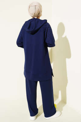 Taşlı Kanguru Cepli Loyşa İkili Takım Lacivert - İkili Takım