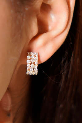 Taşlı Küpe Gold - Küpe