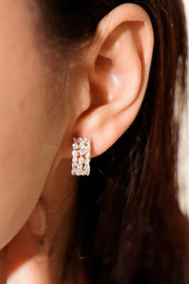 Taşlı Küpe Gold - DEMİR BİJUTERİ