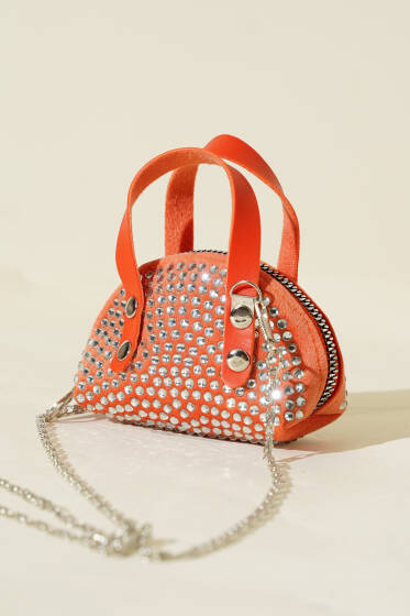 Taşlı Mini Çanta Oranj - Kol Çantası
