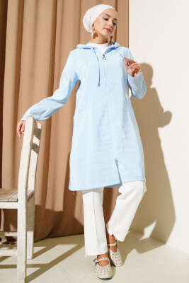 Taşlı Nakış Detaylı Kapüşonlu Kap Bebe Mavi - 700-1000 TL Ürünler