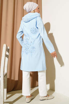 Taşlı Nakış Detaylı Kapüşonlu Kap Bebe Mavi - 700-1000 TL Ürünler