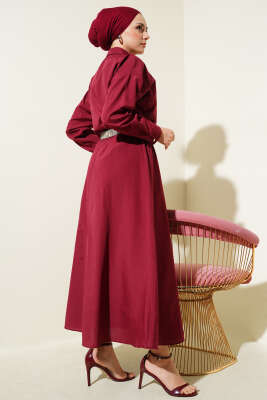 Taşlı Pelerinli Etekli İkili Takım Bordo - 700-1000 TL Ürünler