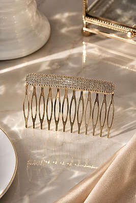 Taşlı Tarak Toka Gold - Takı Bijüteri