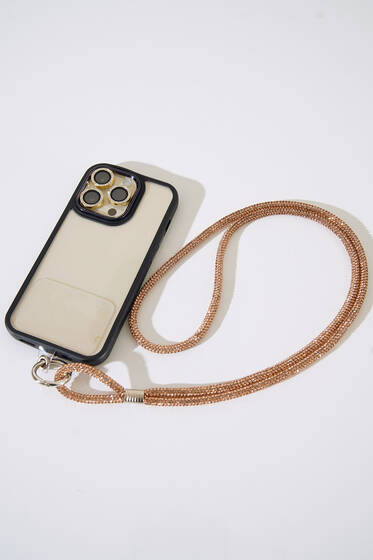 Taşlı Telefon Askısı Bronz - Telefon Aksesuarları