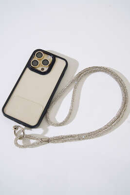 Taşlı Telefon Askısı Gümüş - Thumbnail