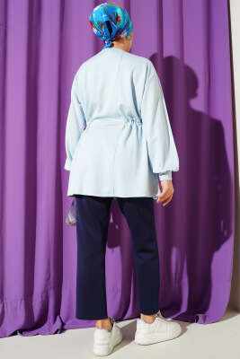 Taşlı Yan Bağlamalı Loyşa Tunik Buz Mavisi - Tunik