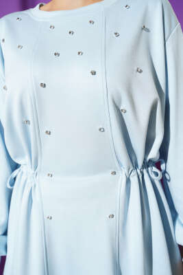 Taşlı Yan Bağlamalı Loyşa Tunik Buz Mavisi - Tunik