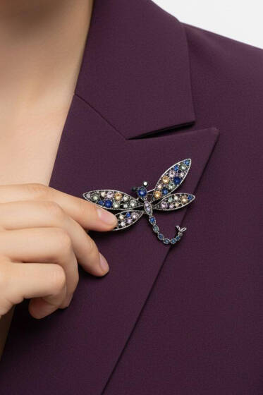 Taşlı Yusufcuk Broş Gümüş - Broş