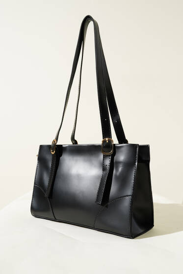 Tek Bölmeli Fermuarlı Çanta Siyah - Kol Çantası