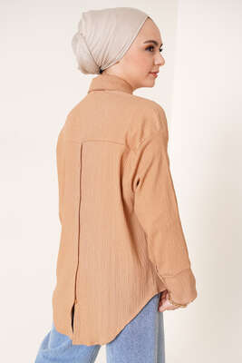 Tek Cep Bürümcük Gömlek Latte - Gömlek