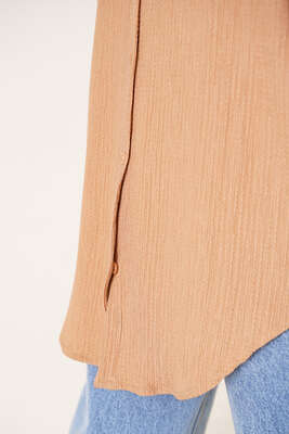 Tek Cep Bürümcük Gömlek Latte - Gömlek