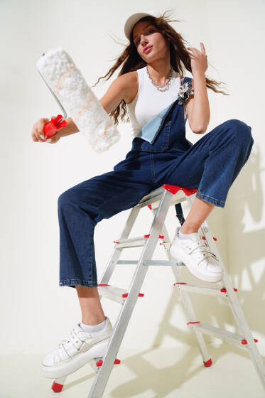 Tek Cep Detaylı Kot Slopet Koyu Mavi - Kadın Giyim Modelleri