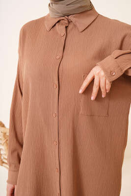 Tek Cepli Bürümcük Gömlek Camel - Gömlek