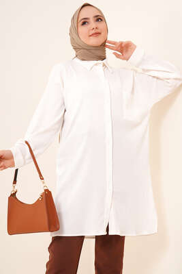 Tek Cepli Bürümcük Gömlek Ekru 