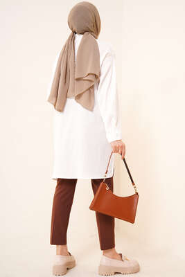 Tek Cepli Bürümcük Gömlek Ekru - Gömlek