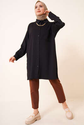 Tek Cepli Bürümcük Gömlek Siyah - Gömlek