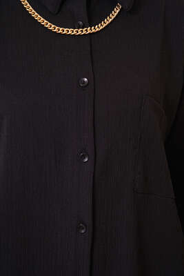 Tek Cepli Bürümcük Gömlek Siyah - Gömlek