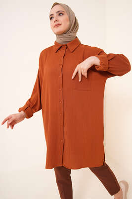 Tek Cepli Bürümcük Gömlek Taba 