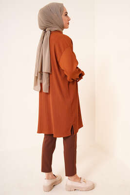 Tek Cepli Bürümcük Gömlek Taba - Gömlek