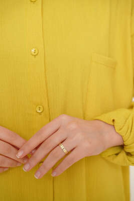 Tek Cepli Bürümcük Gömlek Yağ Yeşili - Gömlek